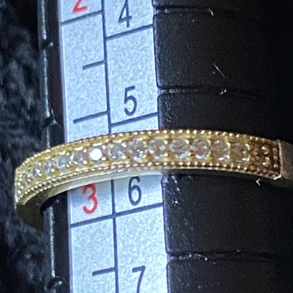 Gold Tone Ring with Clear Crystals